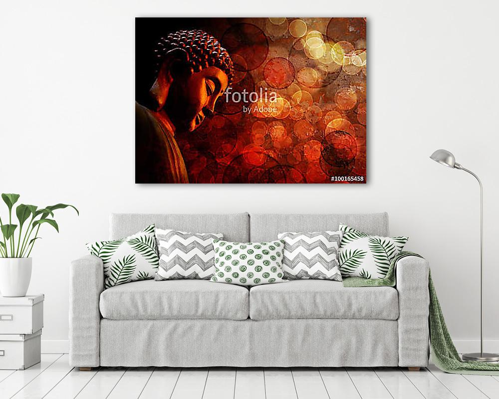 Bronze Red Zen Buddha Statue Meditating (poszter) - vászonkép, falikép otthonra és irodába