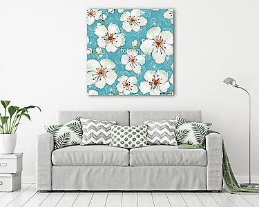 Floral seamless pattern 3. Watercolor background with white flow (vászonkép) - vászonkép, falikép otthonra és irodába