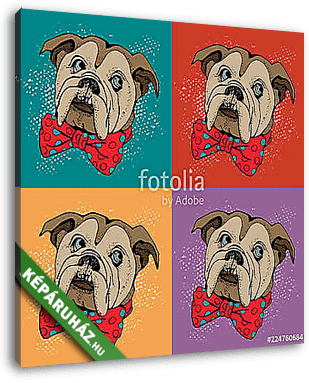 Portrait of dog Bulldog. Pop art vector pattern. Illustration for T-shirt graphics, fashion print, poster, textiles.. - vászonkép 3D látványterv