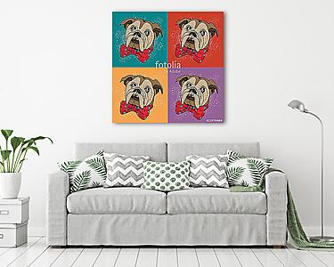 Portrait of dog Bulldog. Pop art vector pattern. Illustration for T-shirt graphics, fashion print, poster, textiles.. (vászonkép) - vászonkép, falikép otthonra és irodába