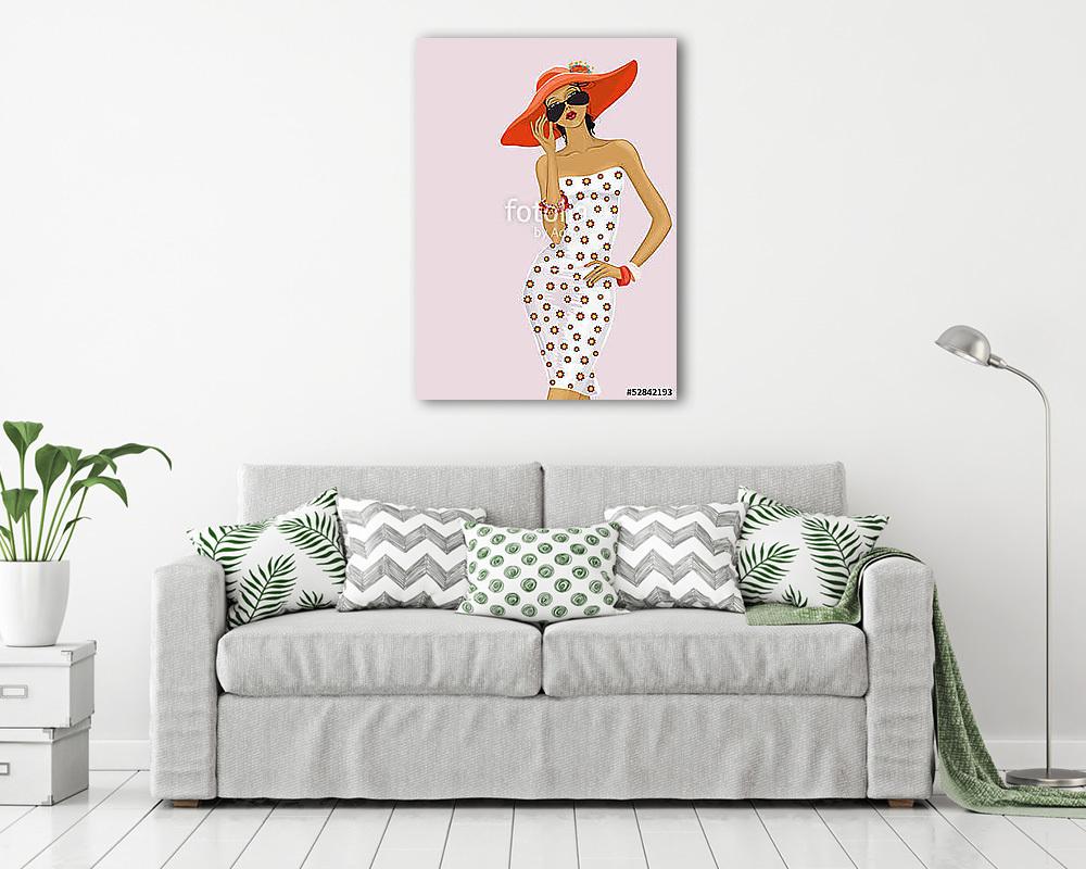 Lány piros kalapban (vászonkép) - vászonkép, falikép otthonra és irodába