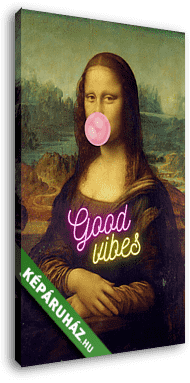Mona lisa in good vibes, rágógumival (Barokk & Graffiti) - vászonkép 3D látványterv