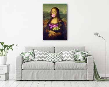 Mona lisa in good vibes, rágógumival (Barokk & Graffiti) (vászonkép) - vászonkép, falikép otthonra és irodába