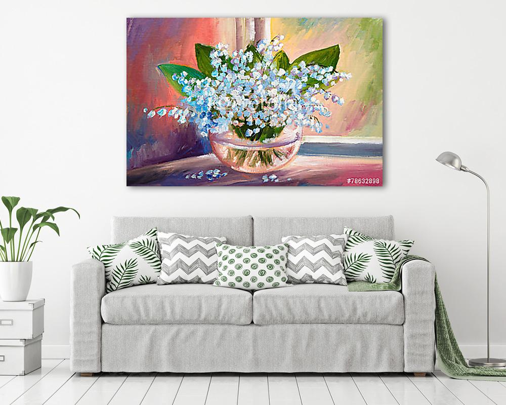 Gyöngyvirág vázában (olajfestmény reprodukció) - vászonkép, falikép vásárlás Gyöngyvirág vázában (olajfestmény reprodukció) (fotótapéta) - vászonkép, falikép otthonra és irodába
