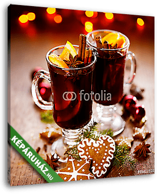 Karácsonyi forralt vörösbor, fűszerekkel és naranccsal - vászonkép 3D látványterv