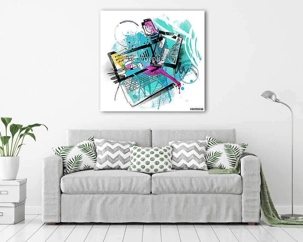 Média sketch (fotótapéta) - vászonkép, falikép otthonra és irodába