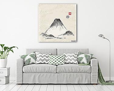 Fujiyama hegy tintával kézzel húzott  (vászonkép) - vászonkép, falikép otthonra és irodába