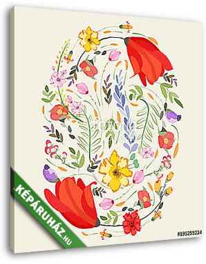 Greeting card flowers. Floral illustration with field flowers in - vászonkép 3D látványterv