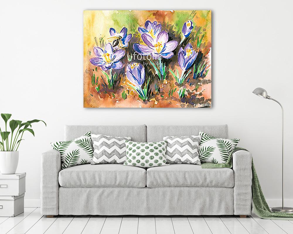 Krókusz virágok festmény - vászonkép, falikép vásárlás Krókusz virágok festmény (vászonkép) - vászonkép, falikép otthonra és irodába