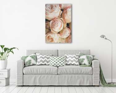 Beautiful fresh beige roses background (vászonkép) - vászonkép, falikép otthonra és irodába