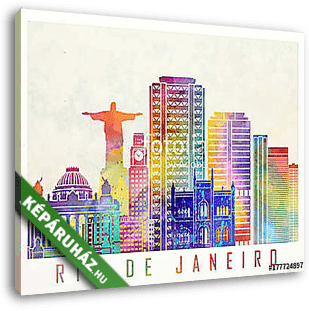 Rio de Janeiro landmarks watercolor poster - vászonkép 3D látványterv