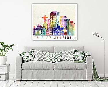 Rio de Janeiro landmarks watercolor poster (vászonkép) - vászonkép, falikép otthonra és irodába