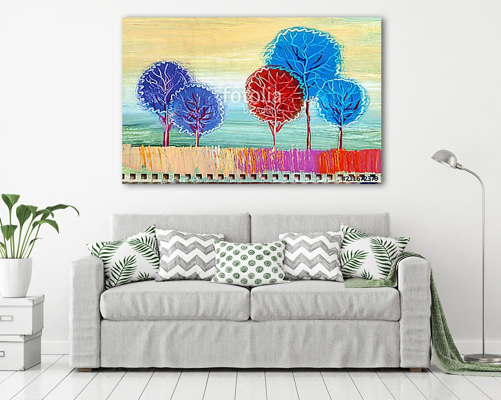 Modern absztrakt művészi fák (olajfestmény reprodukció) - vászonkép, falikép vásárlás Modern absztrakt művészi fák (olajfestmény reprodukció) (többrészes kép) - vászonkép, falikép otthonra és irodába