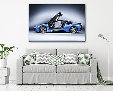 BMW i8 Blue Photo LS (vászonkép) - vászonkép, falikép otthonra és irodába