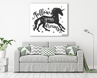 Follow your dreams unikornis sziluett (vászonkép) - vászonkép, falikép otthonra és irodába