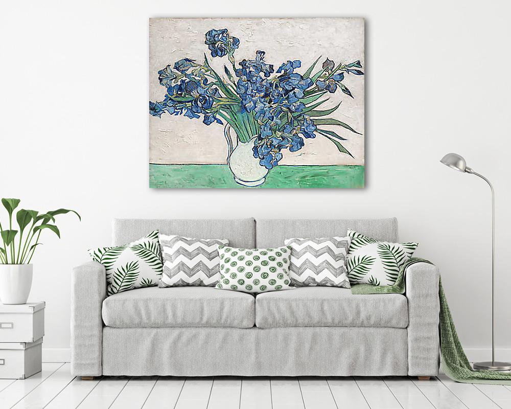 Íriszek vázában (1890) (bögre) - vászonkép, falikép otthonra és irodába