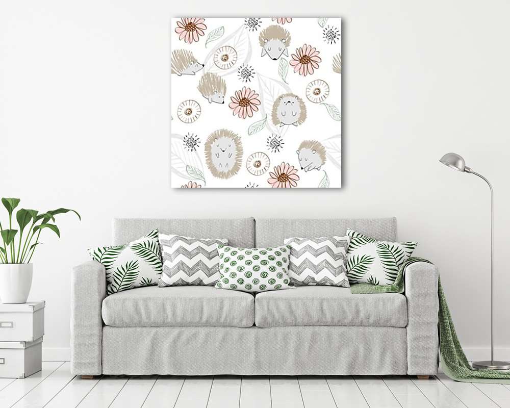 Sünik virágokkal tapétaminta - vászonkép, falikép vásárlás Sünik virágokkal tapétaminta (vászonkép) - vászonkép, falikép otthonra és irodába