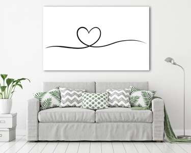 Szív alak vonalból (vonalrajz, line art) (vászonkép) - vászonkép, falikép otthonra és irodába