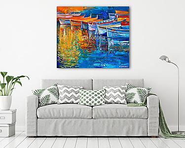 Csónakok a naplementében (vászonkép) - vászonkép, falikép otthonra és irodába