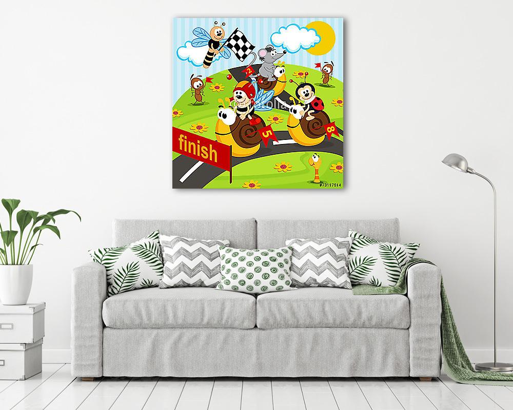 Csigaverseny (keretezett kép) - vászonkép, falikép otthonra és irodába