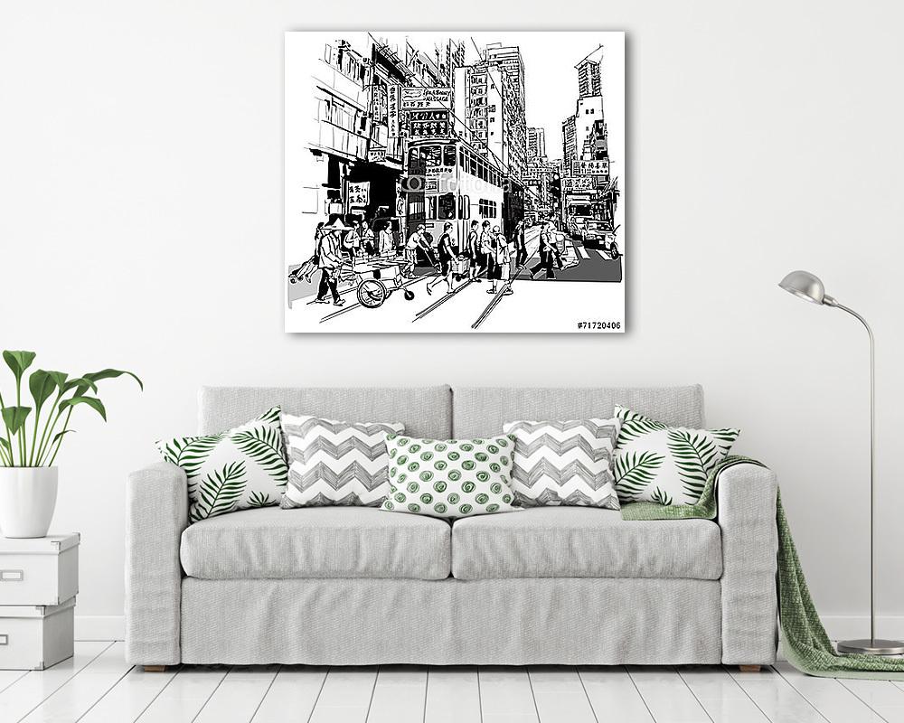 Hongkong-i utcakép - vászonkép, falikép vásárlás Hongkong-i utcakép (vászonkép) - vászonkép, falikép otthonra és irodába