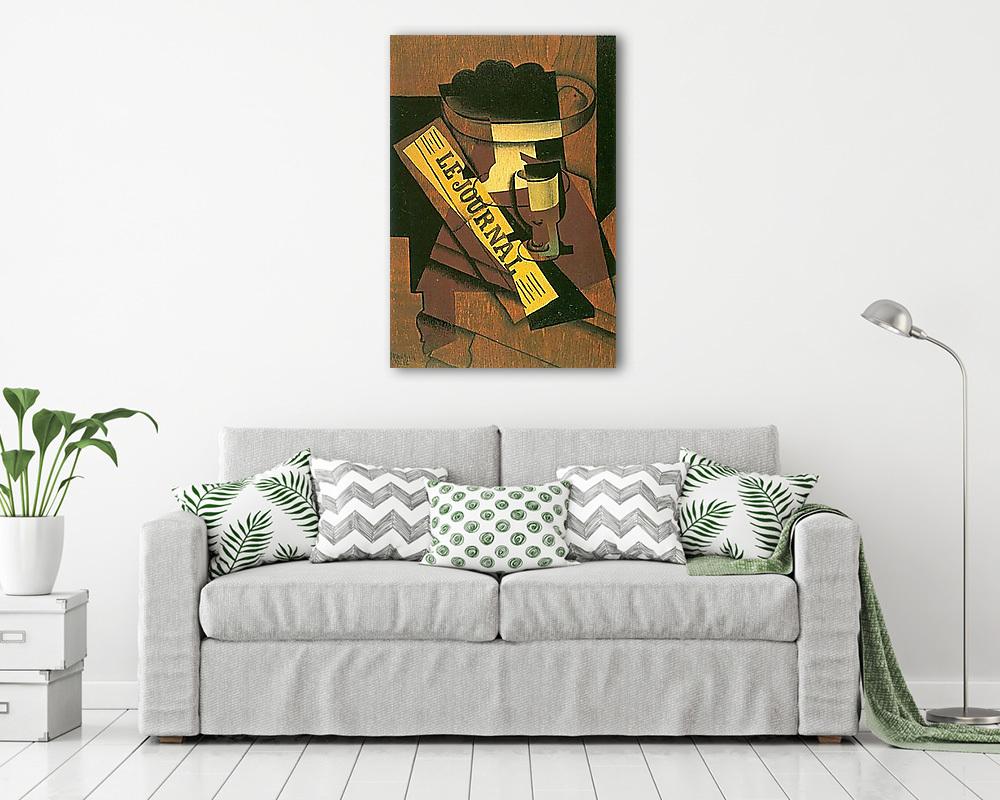 Gyümölcsös tál, pohár és újság (többrészes kép) - vászonkép, falikép otthonra és irodába