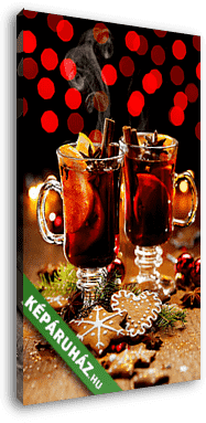 Karácsonyi forralt vörösbor, fűszerekkel és narancs színnel - vászonkép 3D látványterv