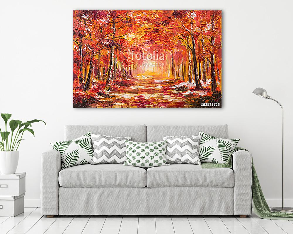 Őszi sűrű erdő  (olajfestmény reprodukció) - vászonkép, falikép vásárlás Őszi sűrű erdő  (olajfestmény reprodukció) (keretezett kép) - vászonkép, falikép otthonra és irodába