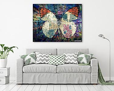 grunge Butterfly background  texture (vászonkép) - vászonkép, falikép otthonra és irodába