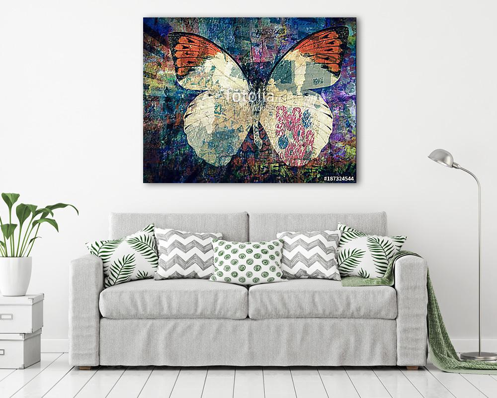 grunge Butterfly background  texture (vászonkép) - vászonkép, falikép otthonra és irodába
