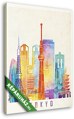 Tokyo landmarks watercolor poster - vászonkép 3D látványterv