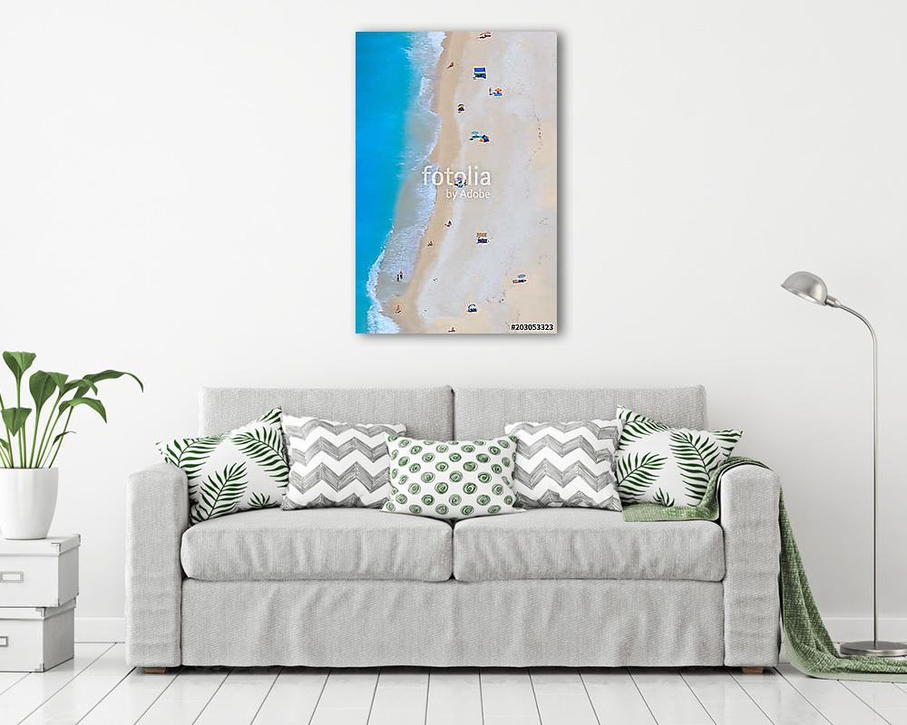 Myrtos beach, Kefalonia island, Greece. Beautiful view of Myrtos bay and beach on Kefalonia island (többrészes kép) - vászonkép, falikép otthonra és irodába