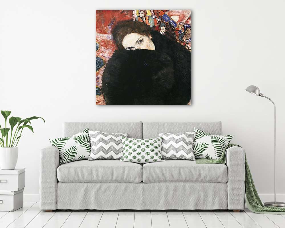 Hölgy muffal (keretezett kép) - vászonkép, falikép otthonra és irodába