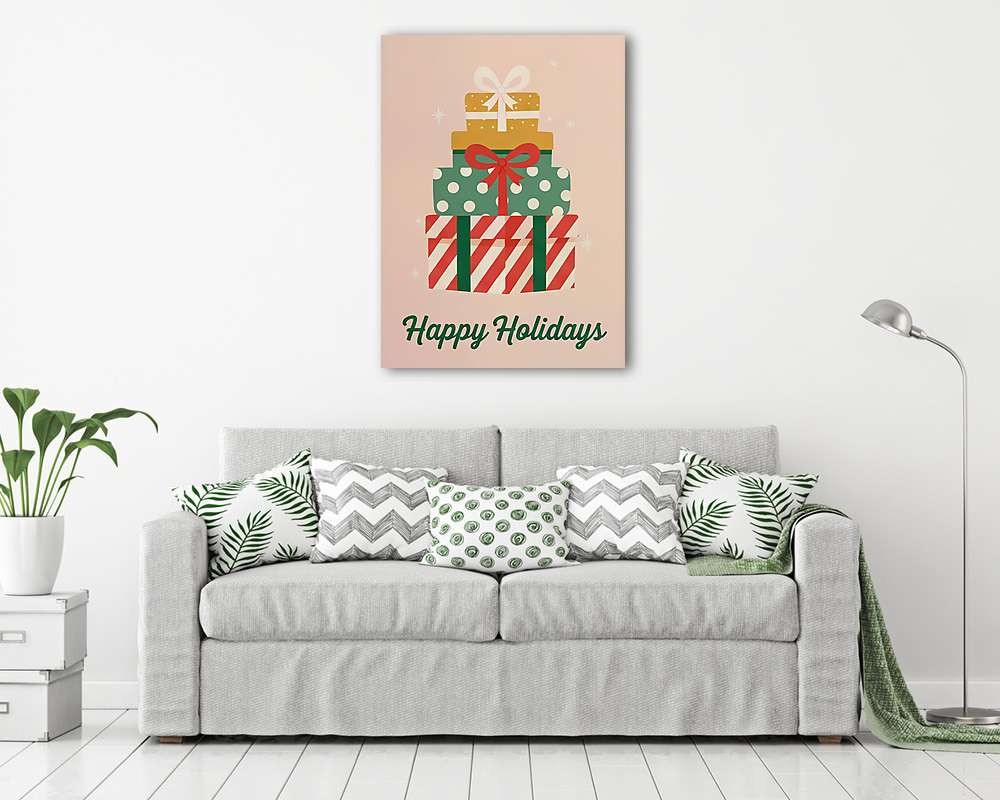 Happy holiday poszter ajándék dobozokkal (többrészes kép)