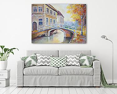 Olasz híd  ősszel (olajfestmény reprodukció) (vászonkép) - vászonkép, falikép otthonra és irodába
