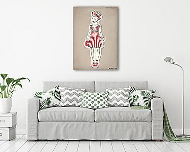 Vector divat illusztrációja csinos lány (vászonkép) - vászonkép, falikép otthonra és irodába