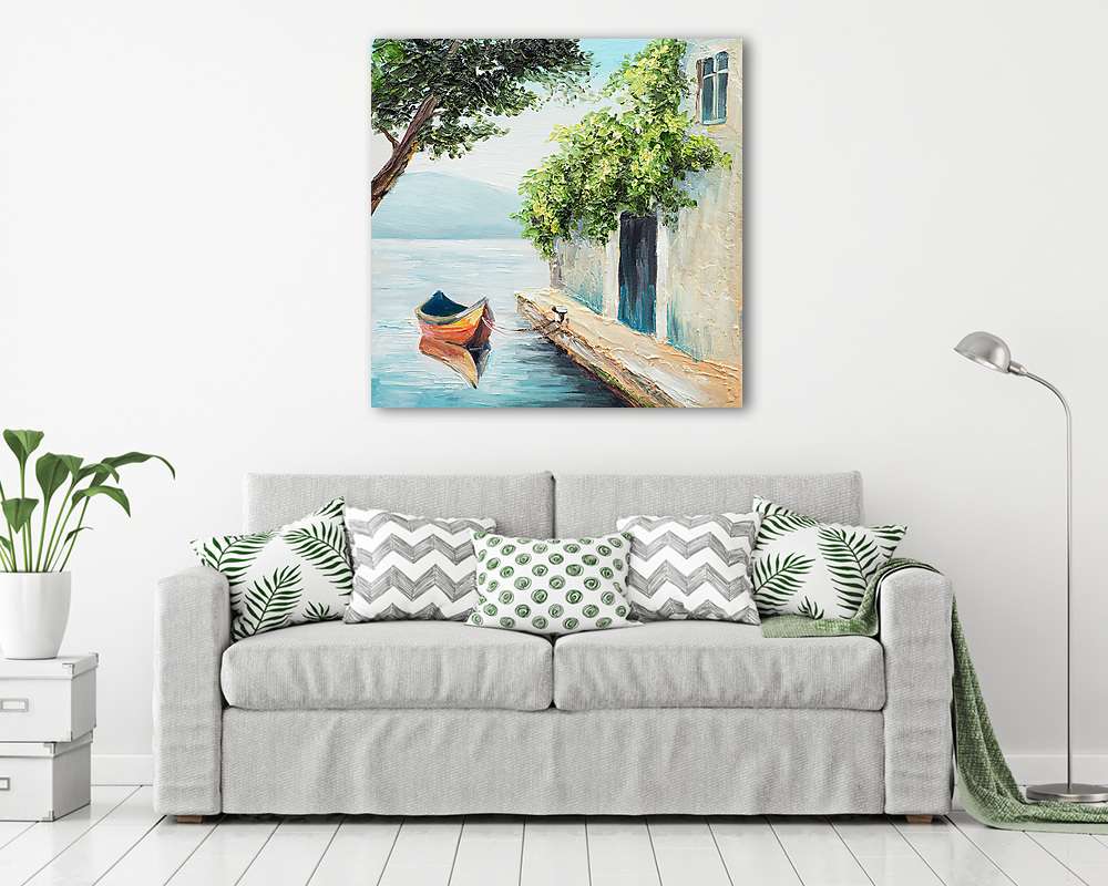 Szélcsendben a Garda-tónál - vászonkép, falikép vásárlás Szélcsendben a Garda-tónál (keretezett kép) - vászonkép, falikép otthonra és irodába