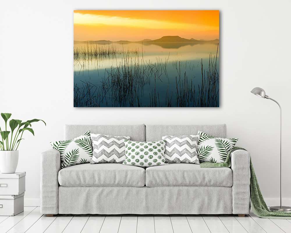 Balatoni naplemente, Badacsonnyal a háttérben - vászonkép, falikép vásárlás Balatoni naplemente, Badacsonnyal a háttérben (vászonkép) - vászonkép, falikép otthonra és irodába