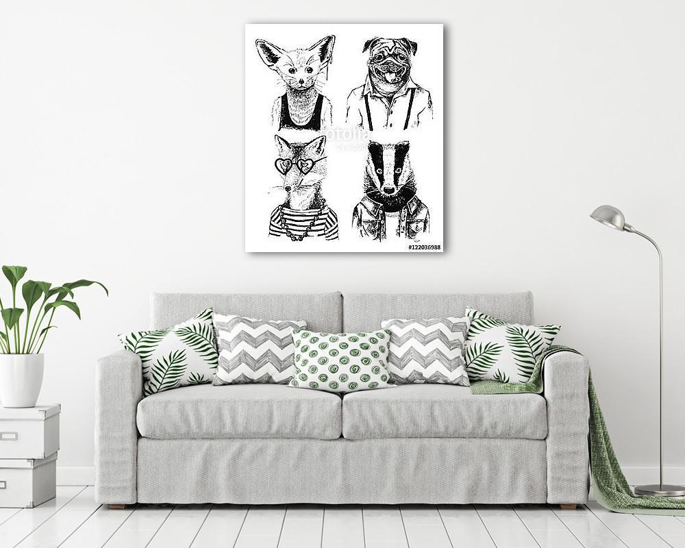 Kézzel készített öltözött borz a hipster stílusban (vászonkép) - vászonkép, falikép otthonra és irodába