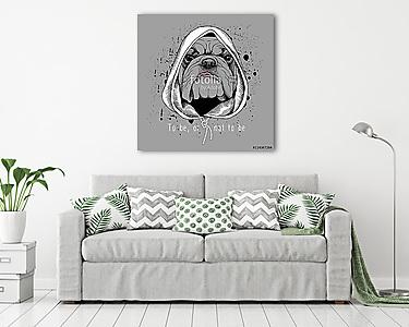 The poster with the image of the dog Bulldog in the hood. Vector (vászonkép) - vászonkép, falikép otthonra és irodába