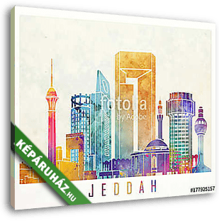 Jeddah landmarks watercolor poster - vászonkép 3D látványterv