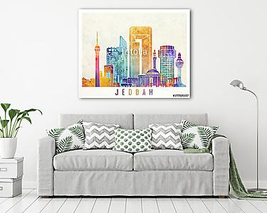 Jeddah landmarks watercolor poster (vászonkép) - vászonkép, falikép otthonra és irodába