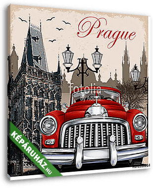 Prague retro poster - vászonkép 3D látványterv