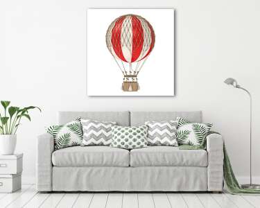 Retro hőlégballon - piros (vászonkép) - vászonkép, falikép otthonra és irodába