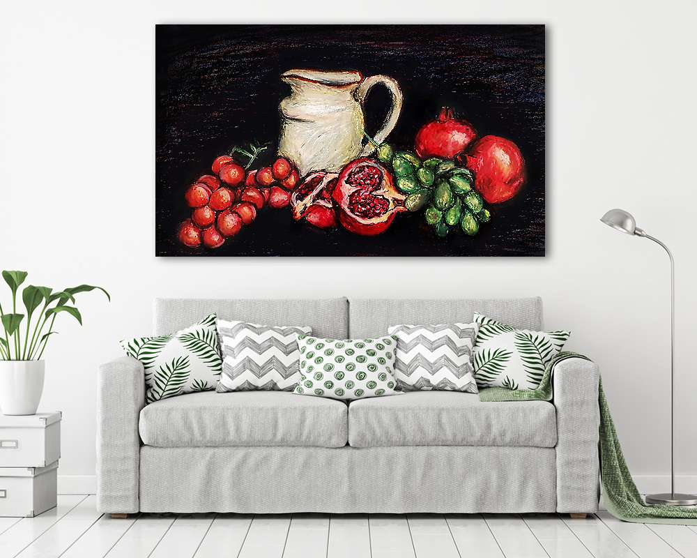 csendélet gyümölcsök és kaspó (vászonkép) - vászonkép, falikép otthonra és irodába