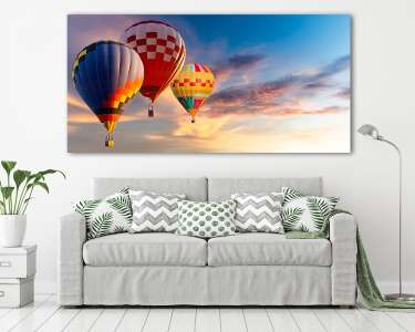Naplamente hőlégballonokkal (vászonkép) - vászonkép, falikép otthonra és irodába