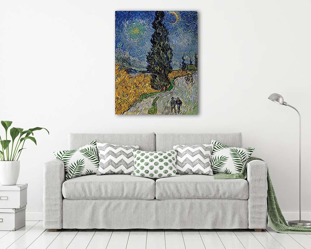 Road with Cypress and Star (1890) (bögre) - vászonkép, falikép otthonra és irodába