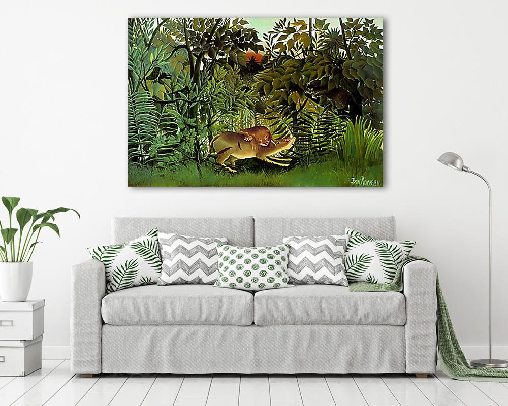 Az éhes oroszlán elkapja az antilopot - színverzió 1. (bögre) - vászonkép, falikép otthonra és irodába