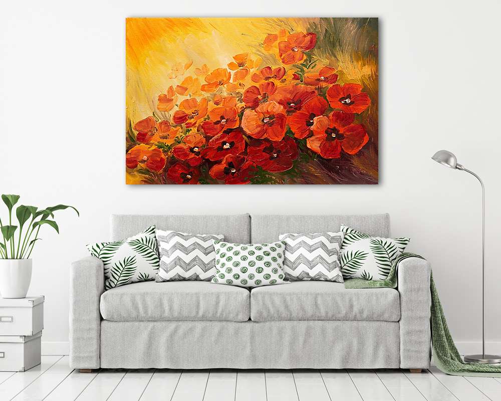 Pipacsok napfényben(olajfestmény reprodukció) (keretezett kép) - vászonkép, falikép otthonra és irodába