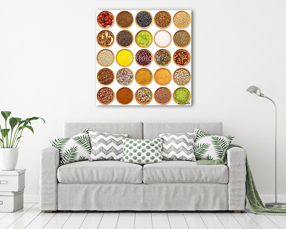 fűszerek aromák összetevők kollázs (bögre) - vászonkép, falikép otthonra és irodába